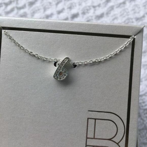 Silver-Plated CZ Initial “B” Pendant Necklace - Picture 2 of 7